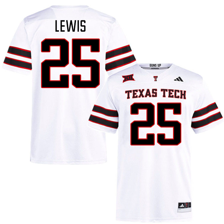 #25 Chapman Lewis Texas Tech Red Raiders Jerseys College Football Uniforms Stitched-White